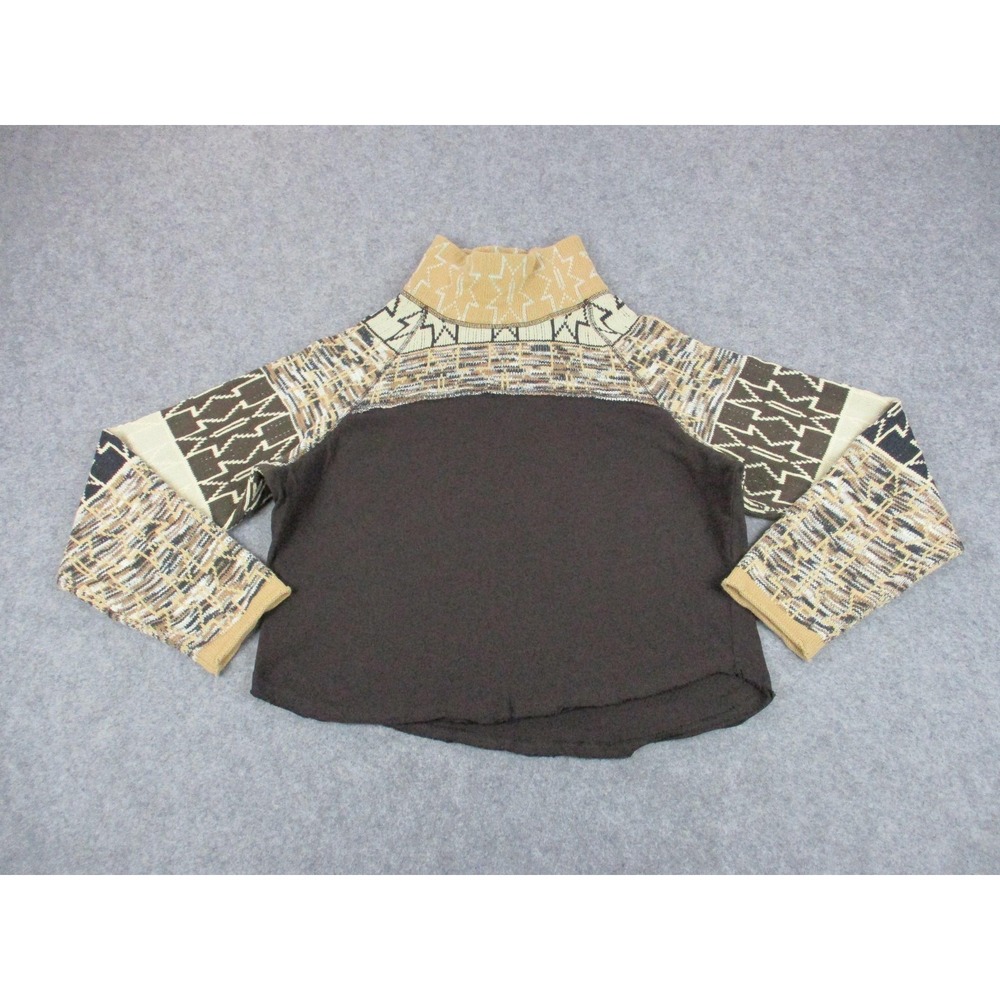 Free People Sweater Womens Medium Brown At The Lodge Turtleneck Geometric